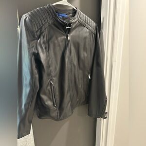 Black Faux Leather Motorcycle Jacket
